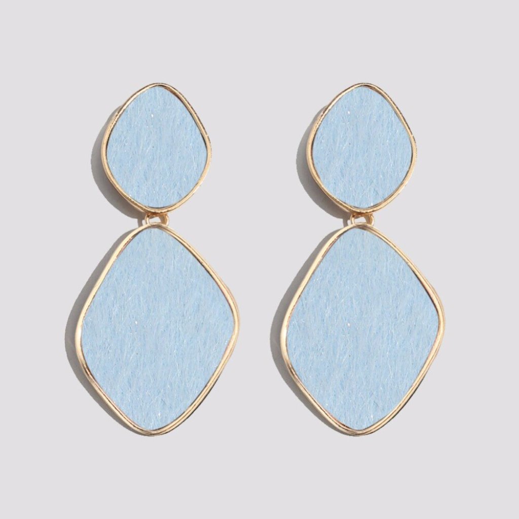 Blue Gold Fluffy Retro Drop Statement Earrings 15$
